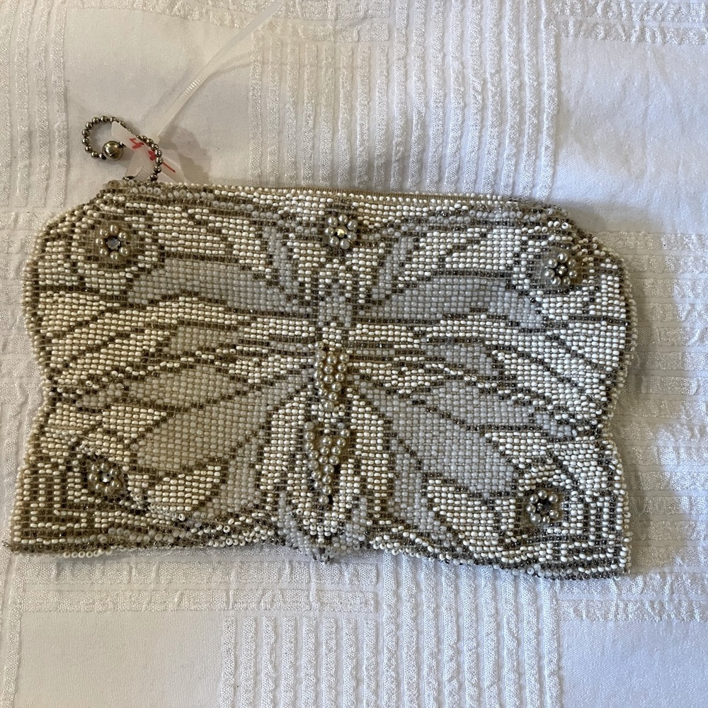 Belt purse beaded completely handmade In Czechslovakia butterfly 🦋 1920